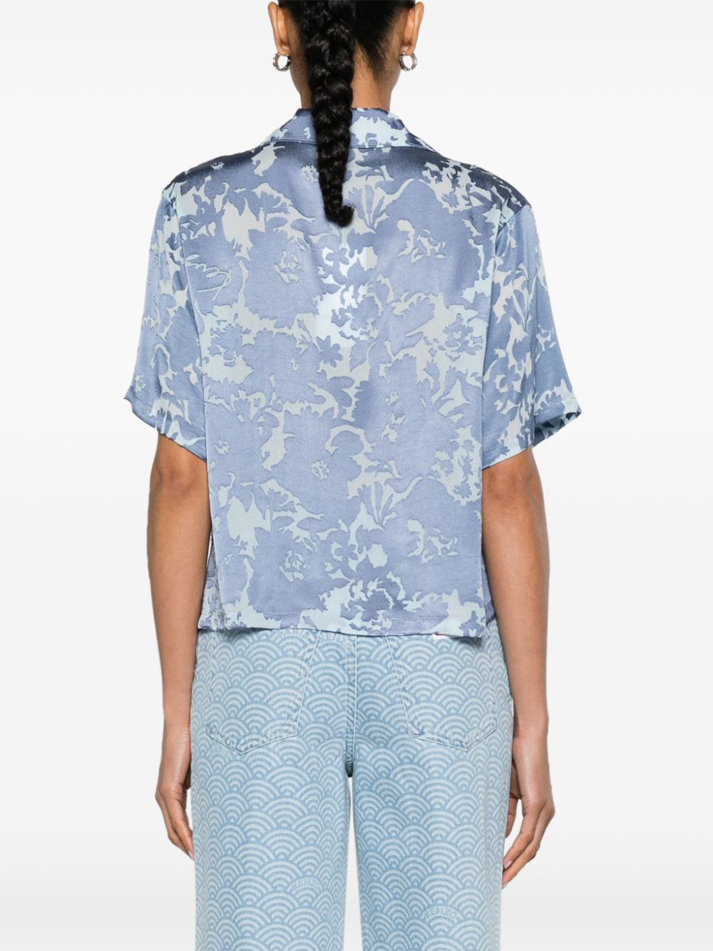 Kenzo Cropped shirt met camouflageprint Blauw