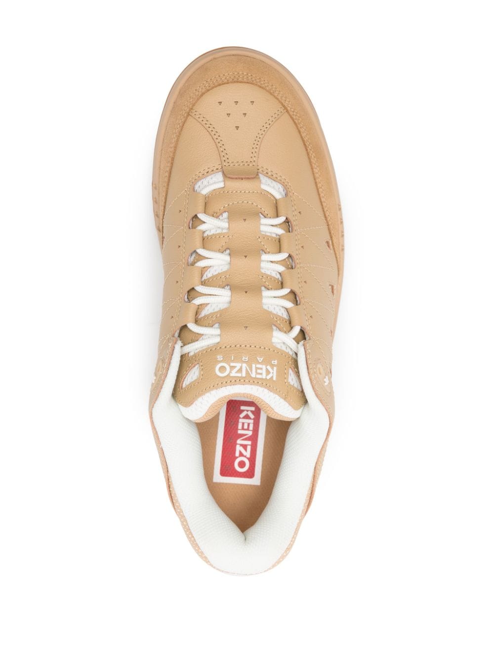 Shop Kenzo -pxt Leather Sneakers In Neutrals