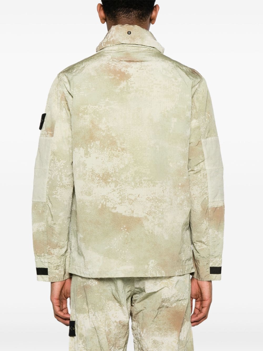 Shop Stone Island Compass-badge Camouflage-print Jacket In Green