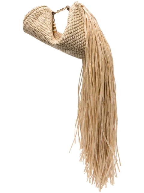 Cult Gaia Viera raffia clutch bag
