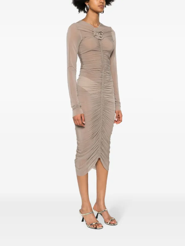 Magda Butrym flower-detailing Sheer Dress | Neutrals | FARFETCH UK