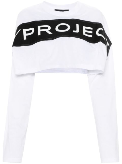 Y/Project 로고 아플리케 크롭 티셔츠