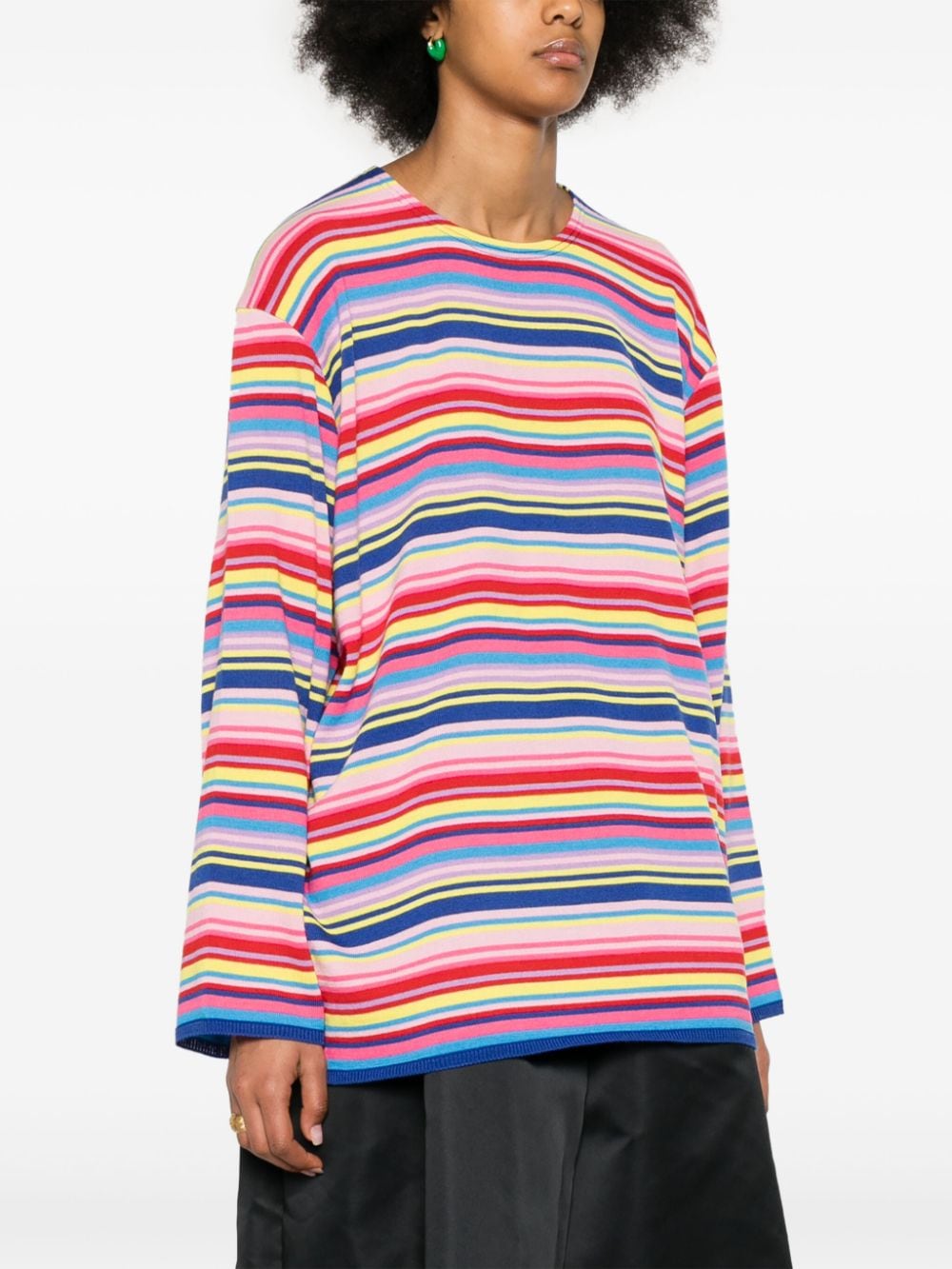 Shop Comme Des Garçons Striped Knitted Jumper In Pink