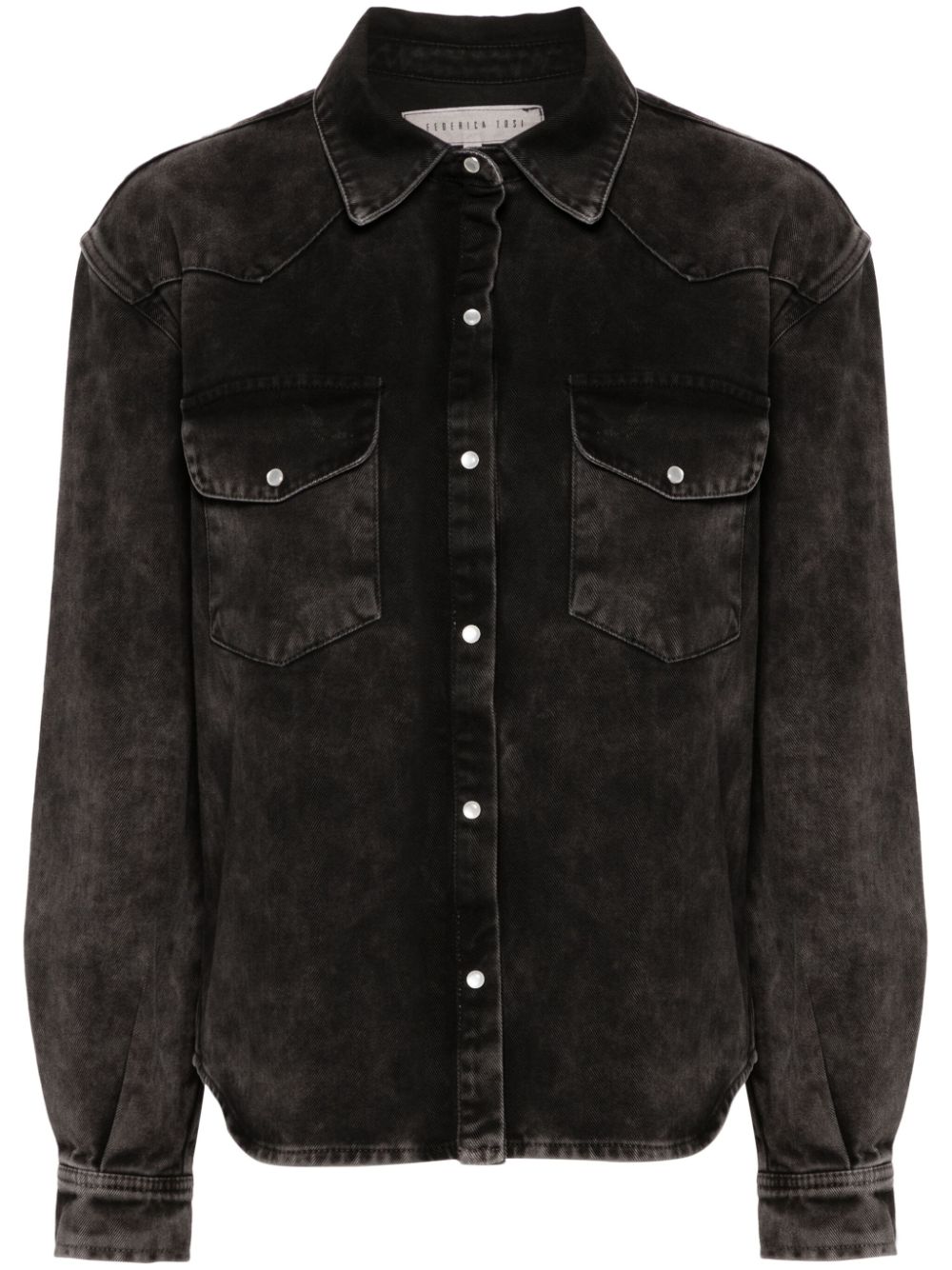 Federica Tosi Cotton Denim Shirt Jacket In Black