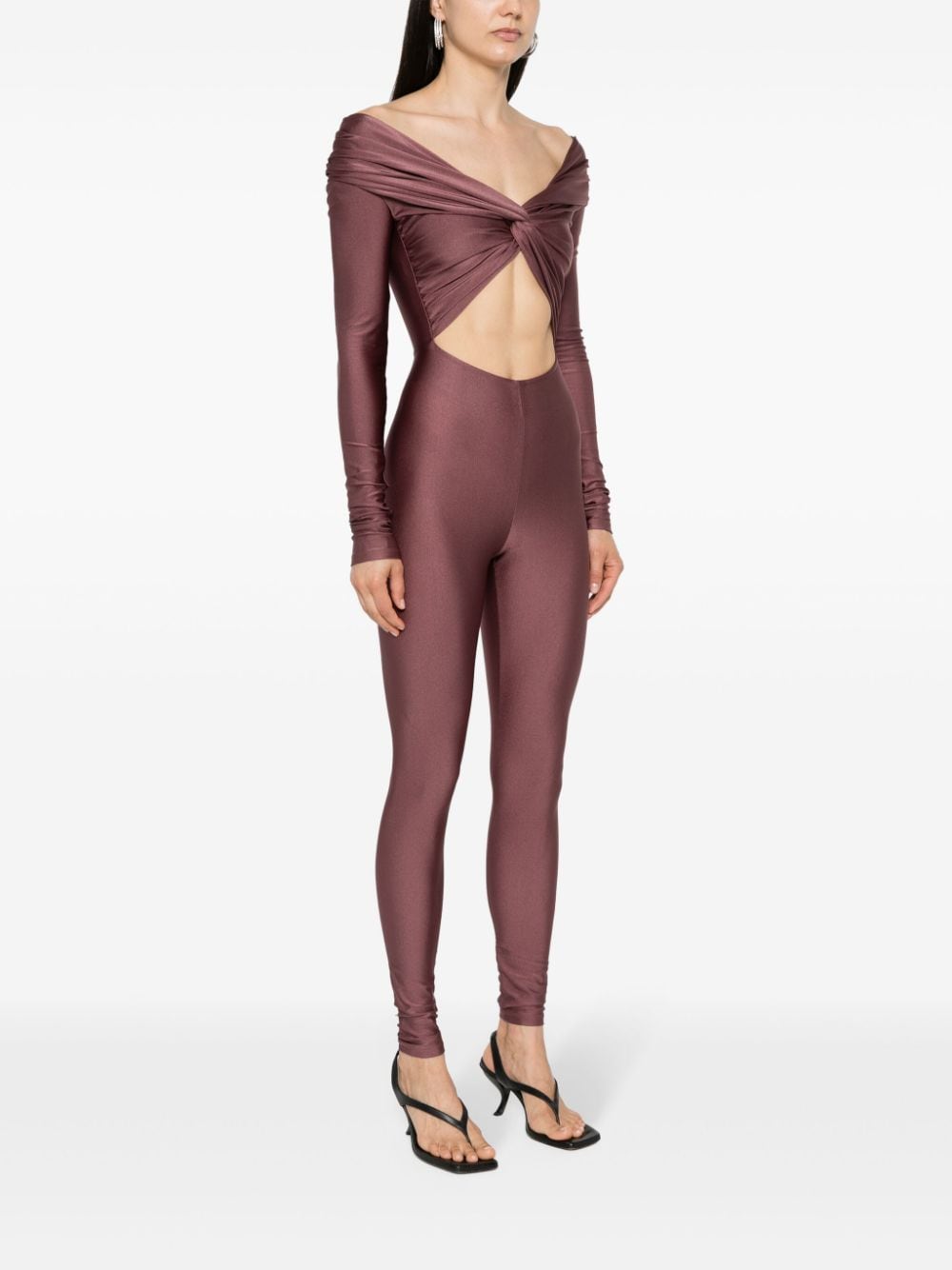 Shop The Andamane Kendall Off-shoulder Jumpsuit In Purple