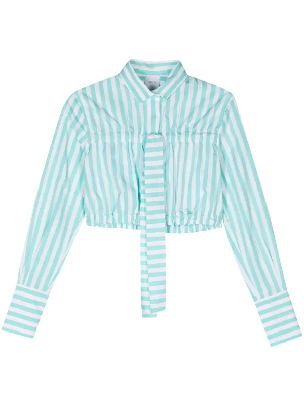 【Patou】パトゥ ストライプ シャツドレス トップ Patou ストライプ シャツ | グリーン | FARFETCH JP