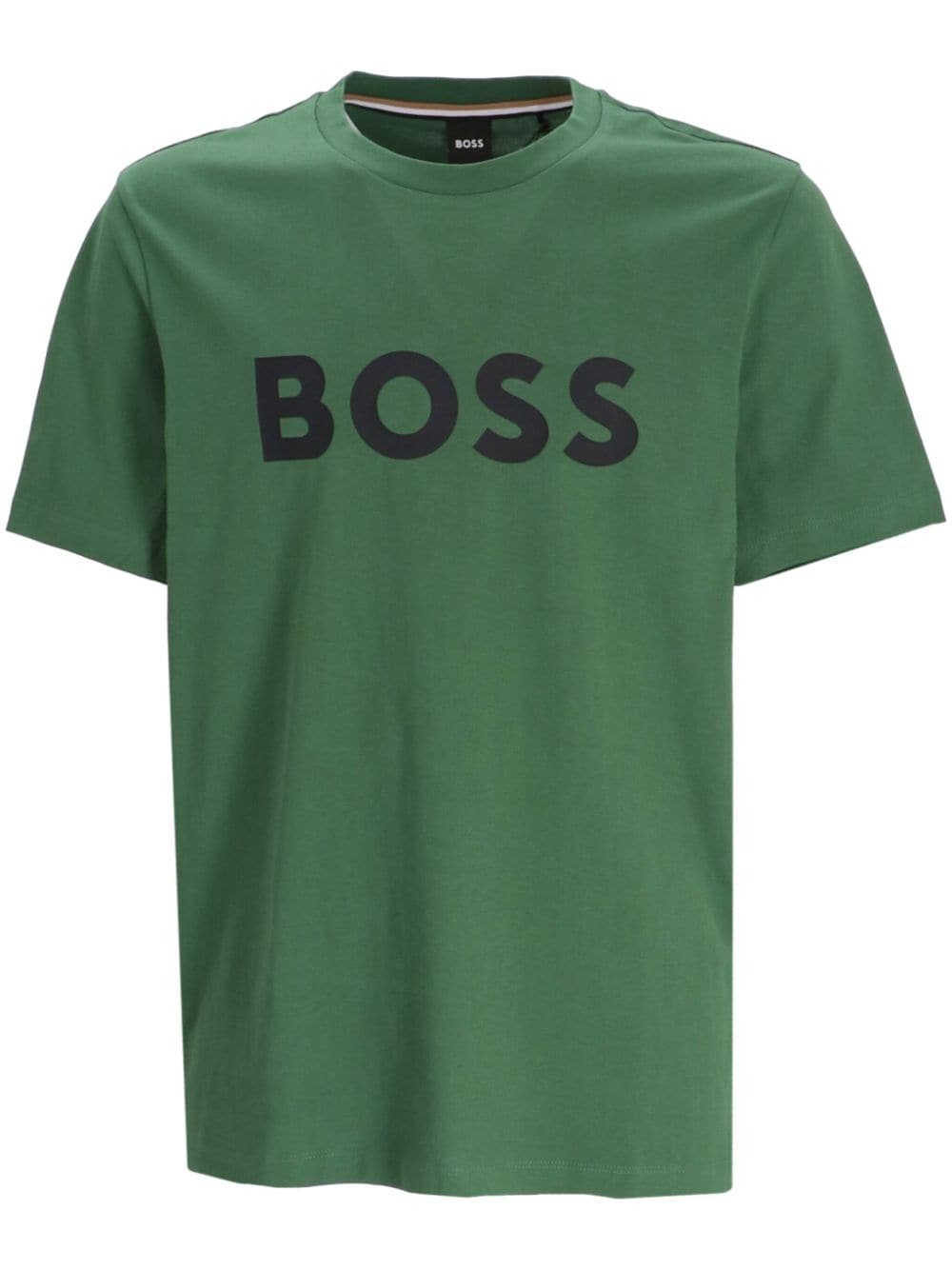 BOSS Katoenen T-shirt met logoprint Groen