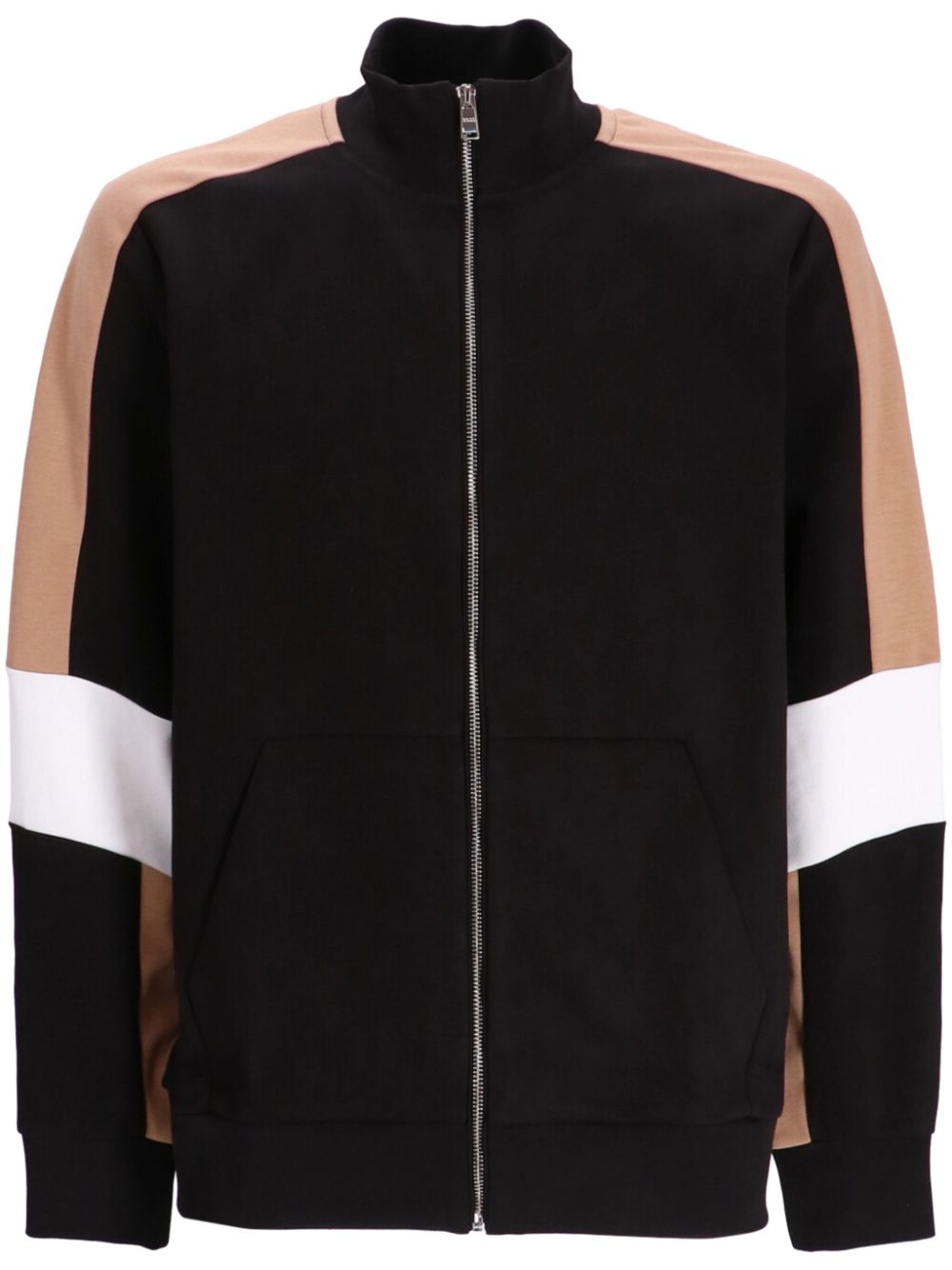 Hugo Boss Shepherd Zip-up Jersey Sweatshirt In Black