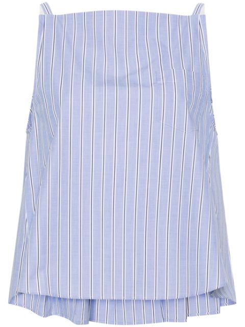 sacai stripe-pattern pleated cotton top 