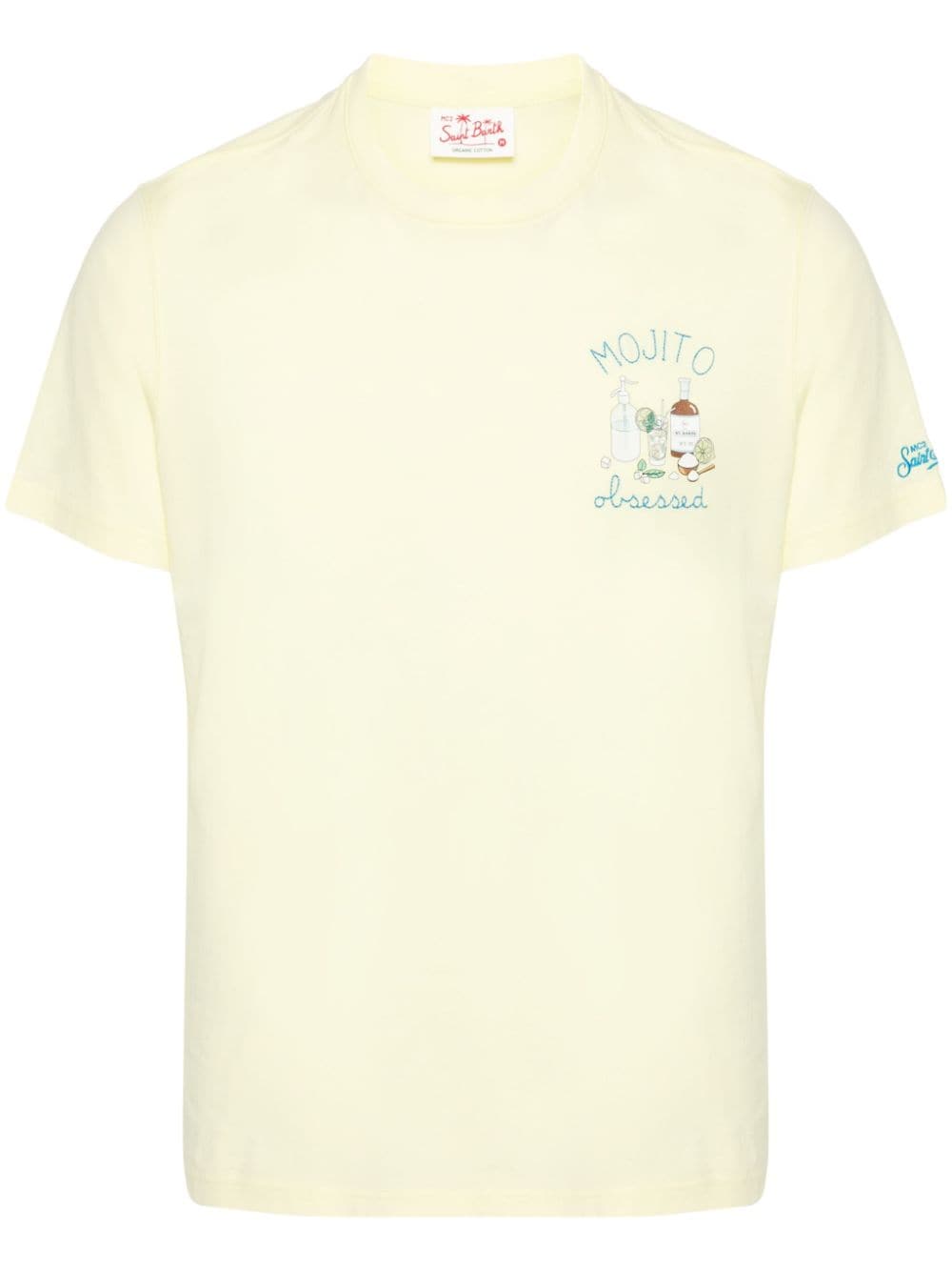 Mc2 Saint Barth Cocktail Mojito Embroidered T-shirt In Yellow