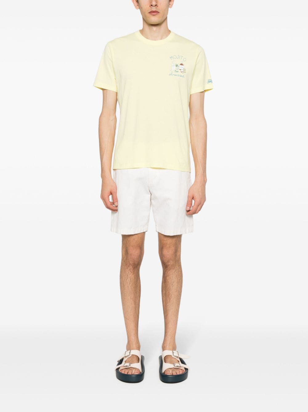 Shop Mc2 Saint Barth Cocktail Mojito Embroidered T-shirt In Yellow