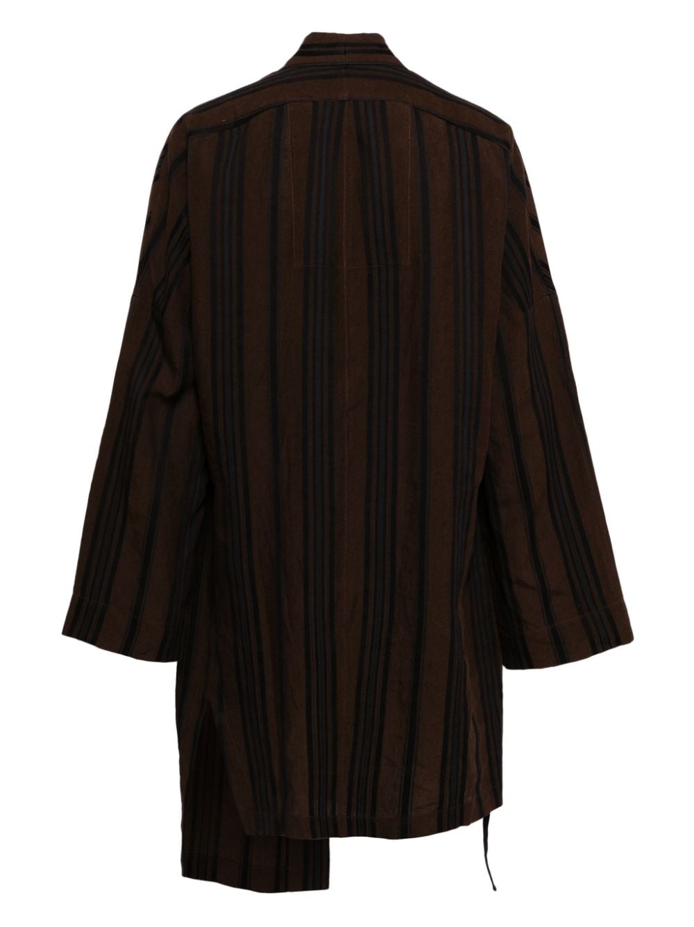 Ziggy Chen striped asymmetric coat - Bruin