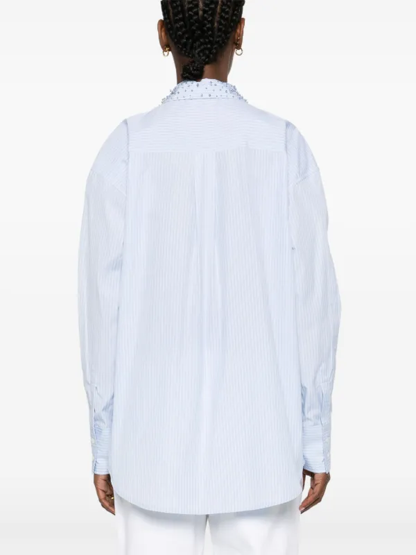 Fabiana Filippi crystal-embellished Striped Shirt | Blue | FARFETCH