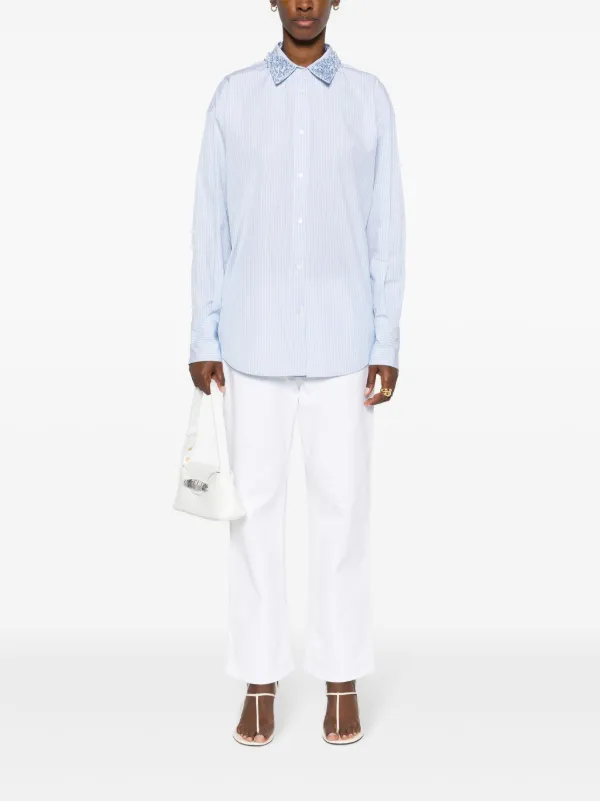 Fabiana Filippi crystal-embellished Striped Shirt | Blue | FARFETCH
