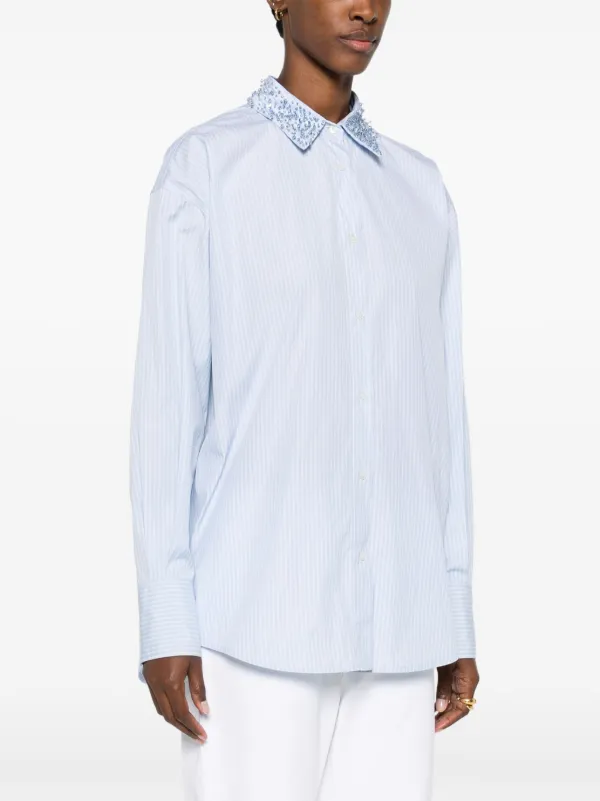 Fabiana Filippi crystal-embellished Striped Shirt | Blue | FARFETCH