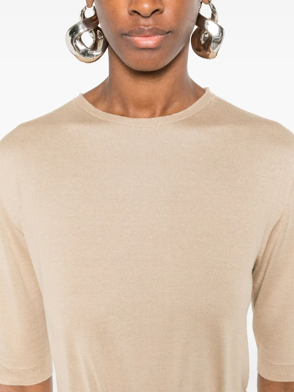 Shop Fabiana Filippi Fine-ribbed Top In Neutrals