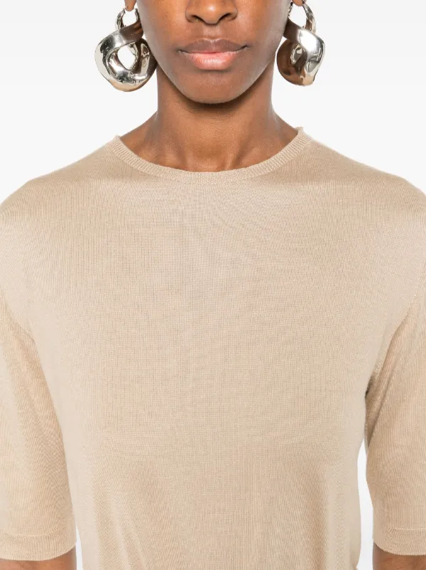 [FABIANAFILIPPI] リネン生地トップ Fabiana Filippi fine-ribbed Top | Neutrals | FARFETCH
