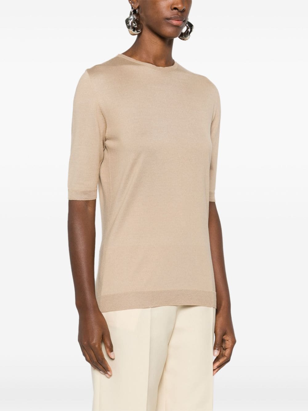 Shop Fabiana Filippi Fine-ribbed Top In Neutrals