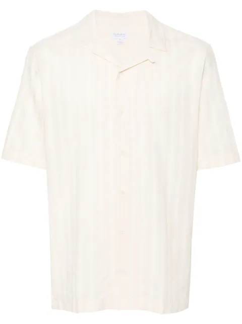 Sunspel embroidered-stripes cotton shirt
