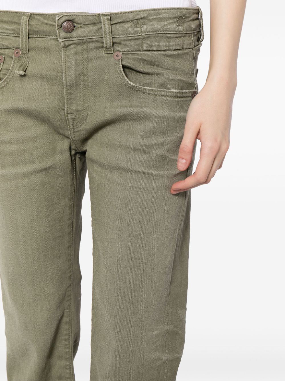 Shop R13 Cropped Boyfriend Jeans In Green