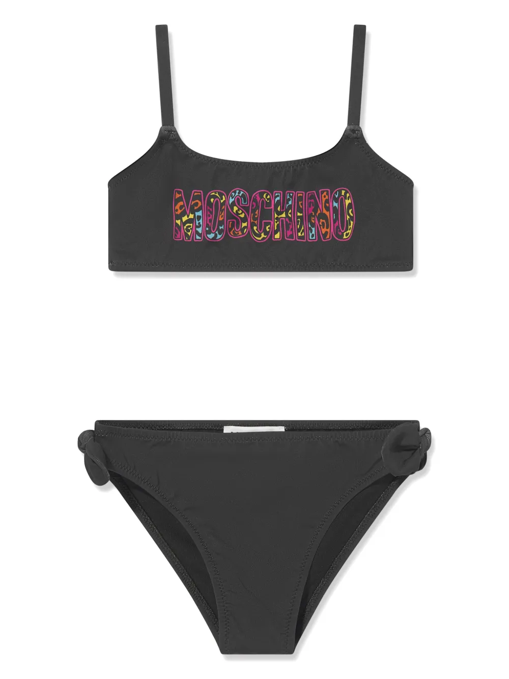 animal-print logo bikini