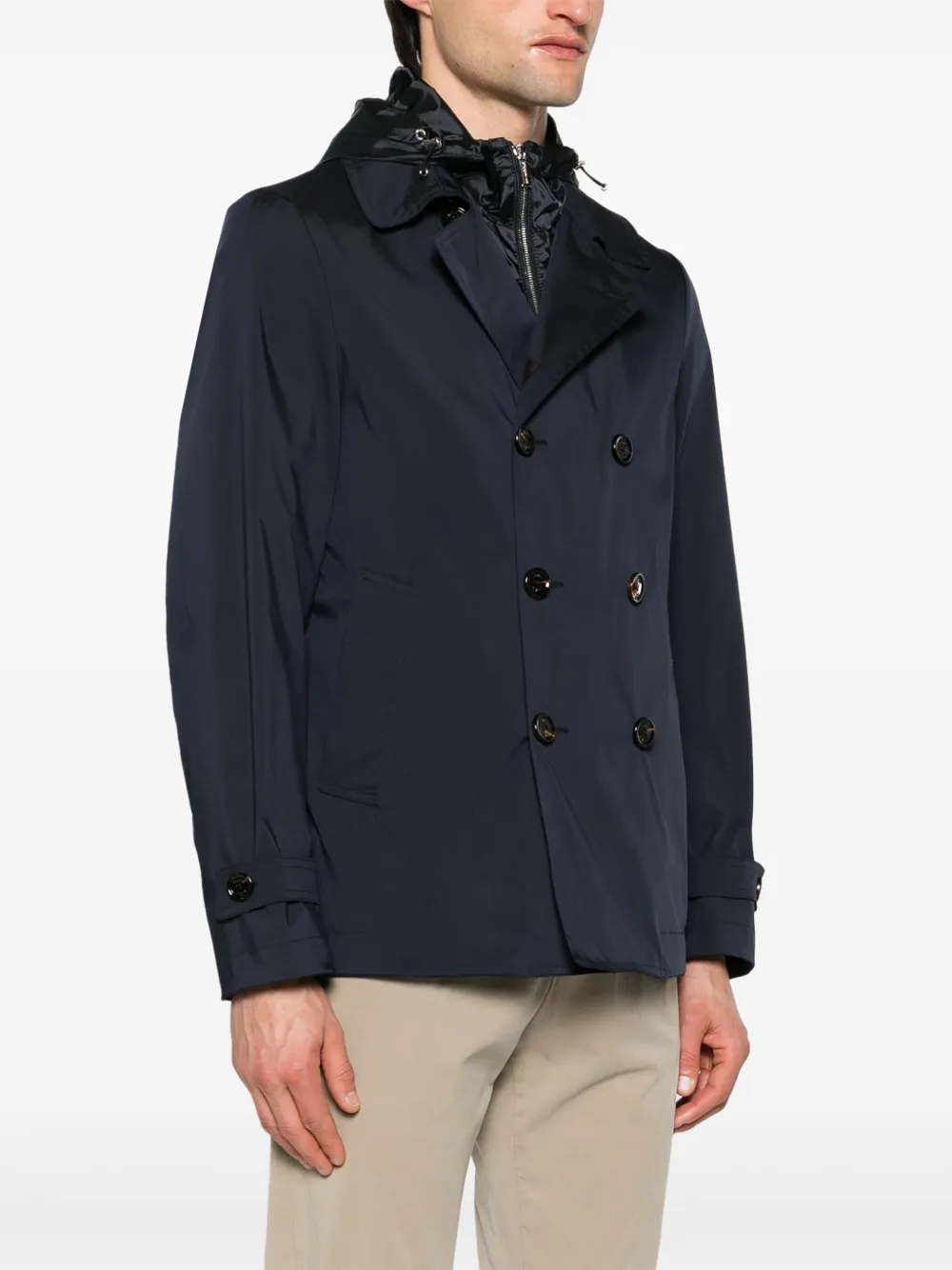 Shop Moorer Larkin-jk Double-breasted Jacket In Blau