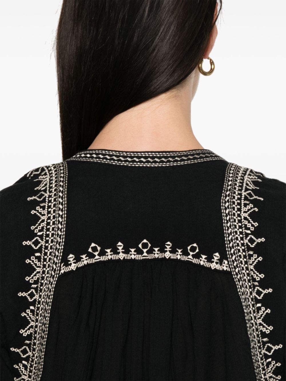 Shop Marant Etoile Perkins Embroidered-detailing Blouse In Black