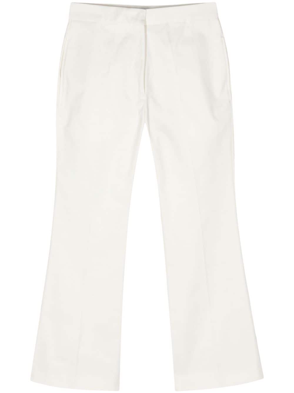 Jil Sander Mid-rise Flared Gabardine Trousers In White