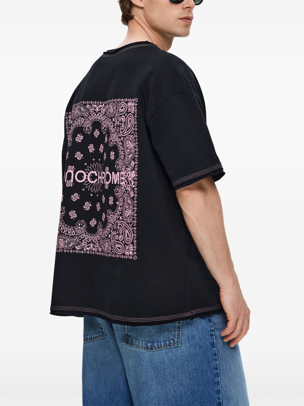 Shop Monochrome Bandana-print Cotton T-shirt In Black