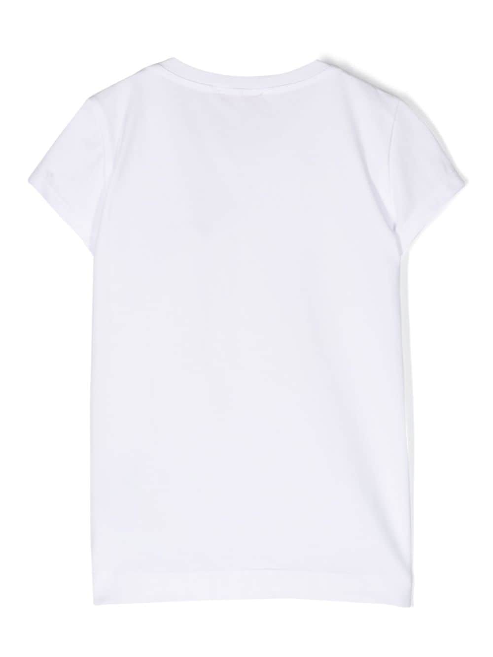 Shop Monnalisa Floral-appliqué Short-sleeve T-shirt In White
