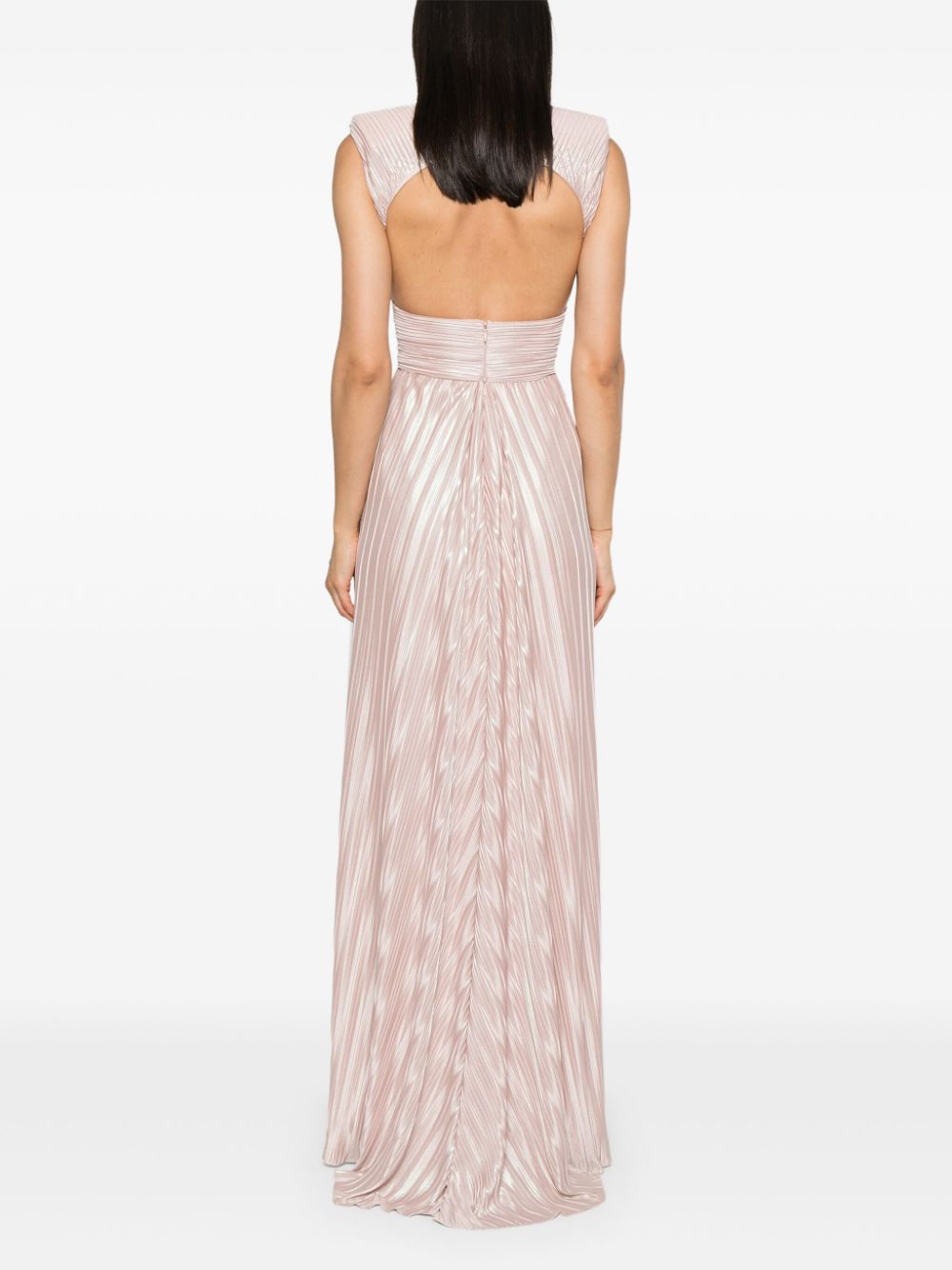 Shop Gemy Maalouf Sleeveless Iridescent Plissé Gown In Pink