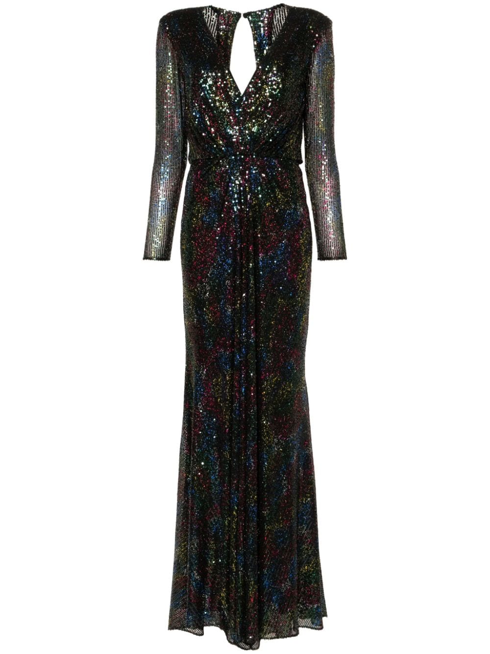 sequinned long-sleeve gown