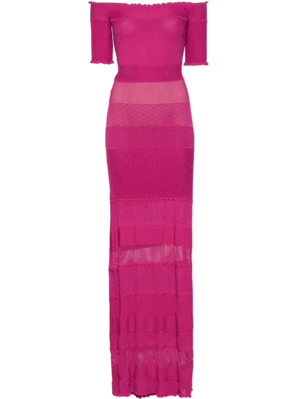 Gemy Maalouf Off-shoulder Knitted Dress - Pink