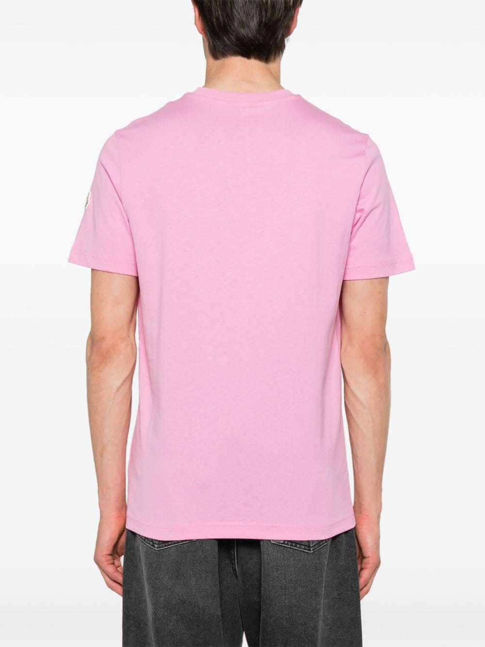 Shop Moncler Logo-print Cotton T-shirt In Pink