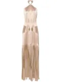 Alberta Ferretti pleated halterneck gown - Neutrals