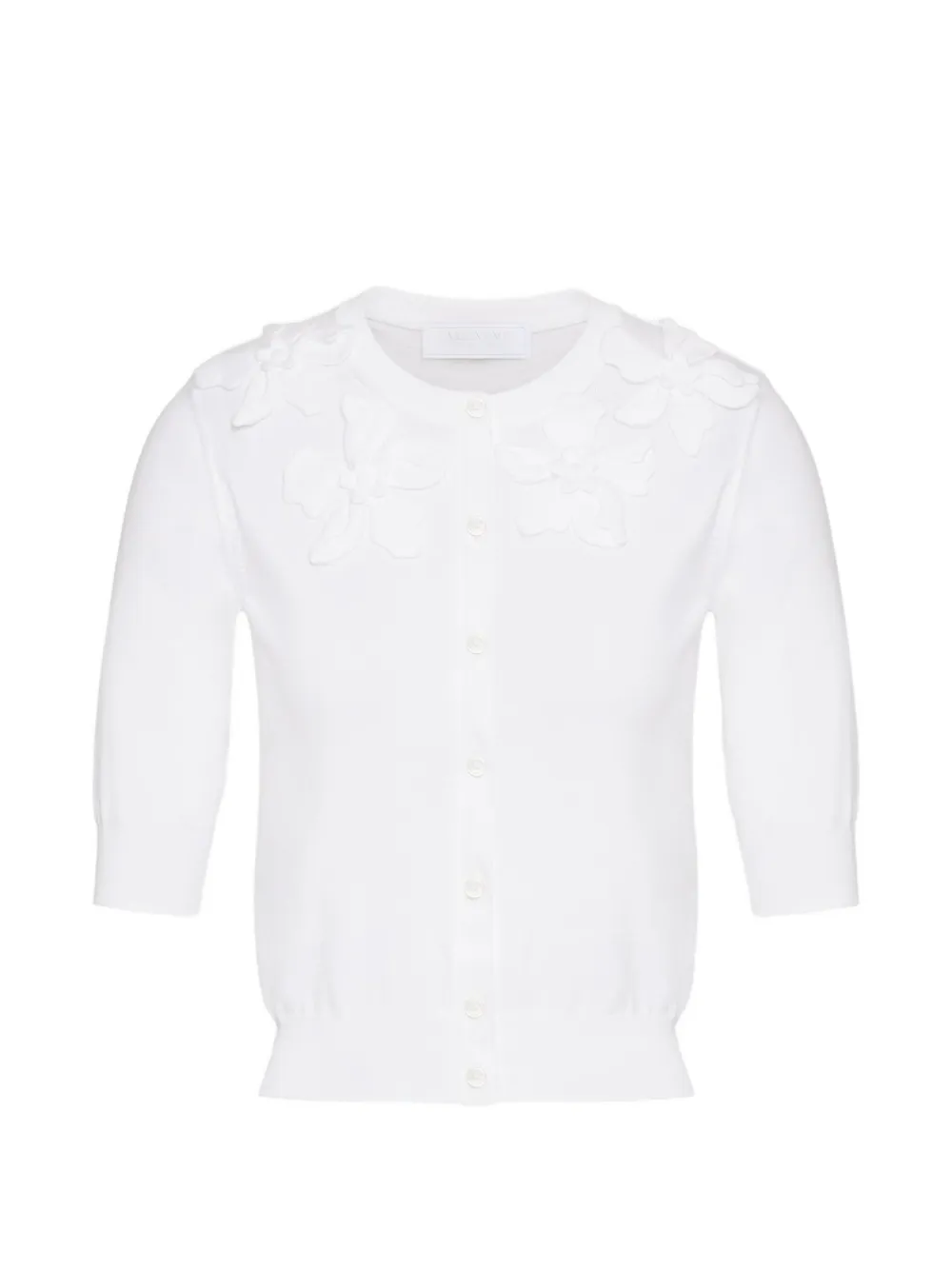 Valentino Garavani floral-appliqué cotton cardigan - White