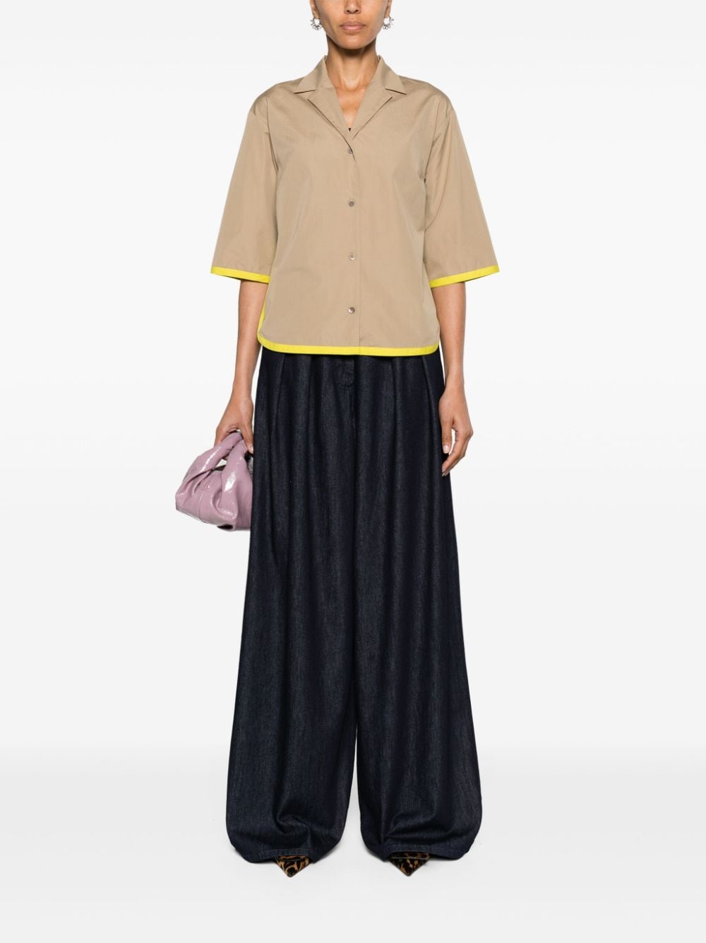 Image 2 of DRIES VAN NOTEN contrasting-trim cotton shirt