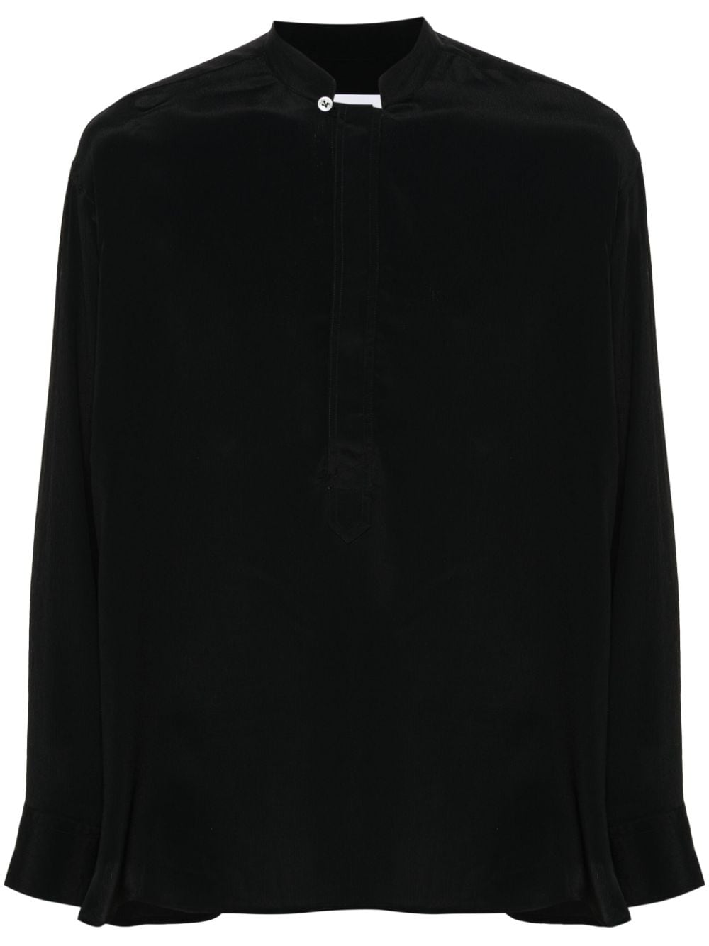Lardini 直领绉纱衬衫 In Black