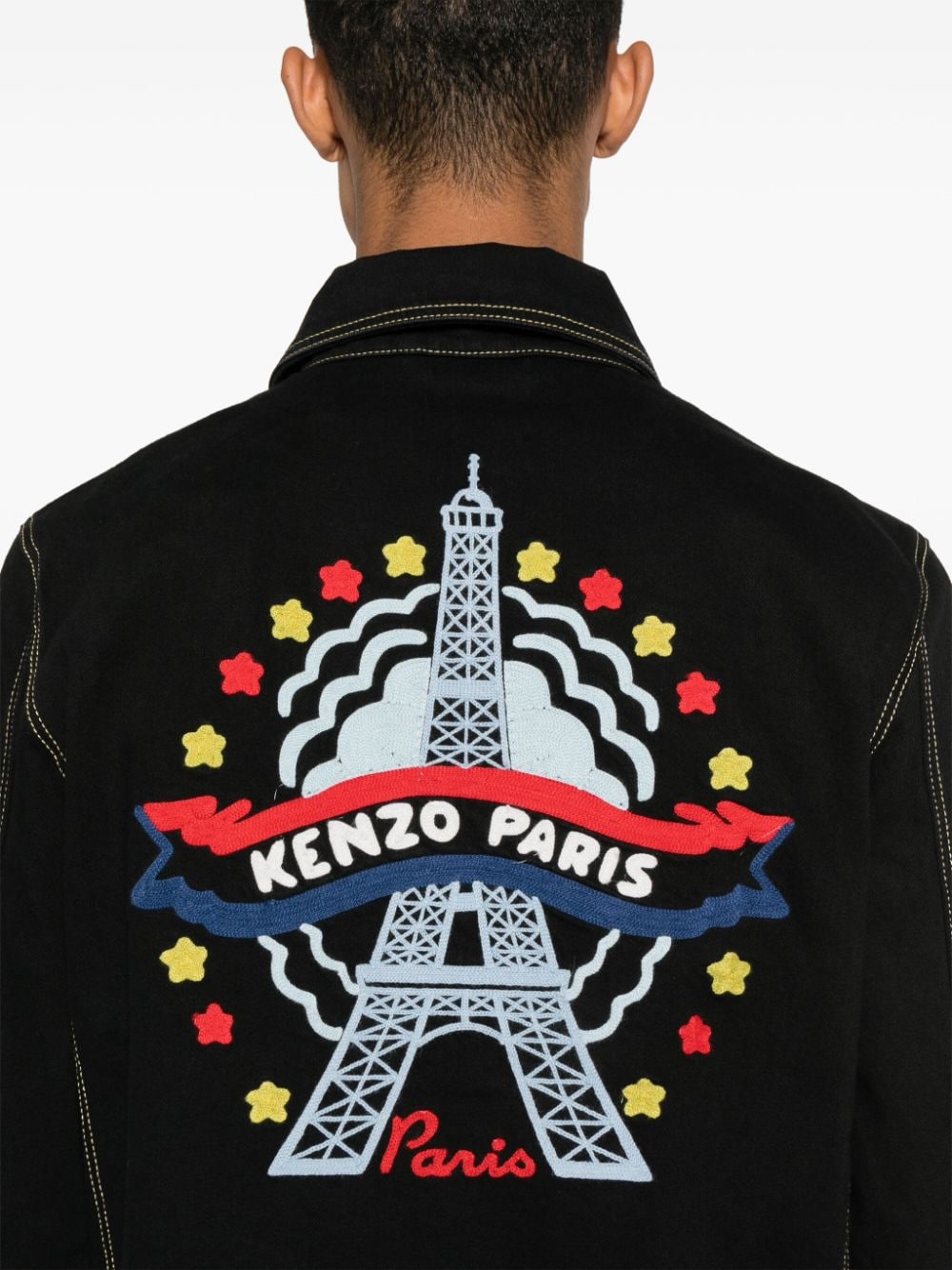 Shop Kenzo Logo-appliqué Denim Jacket In Black
