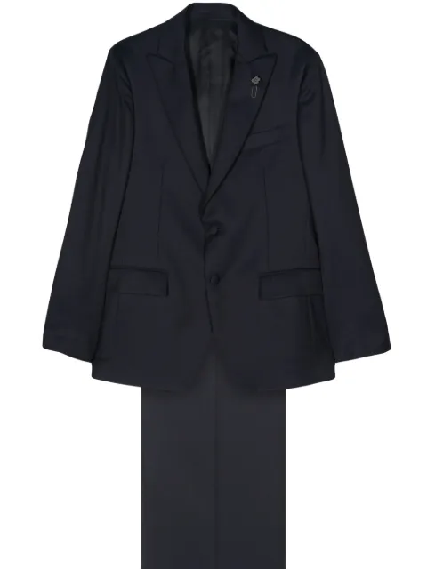 Lardini brooch-detail wool-blend suit