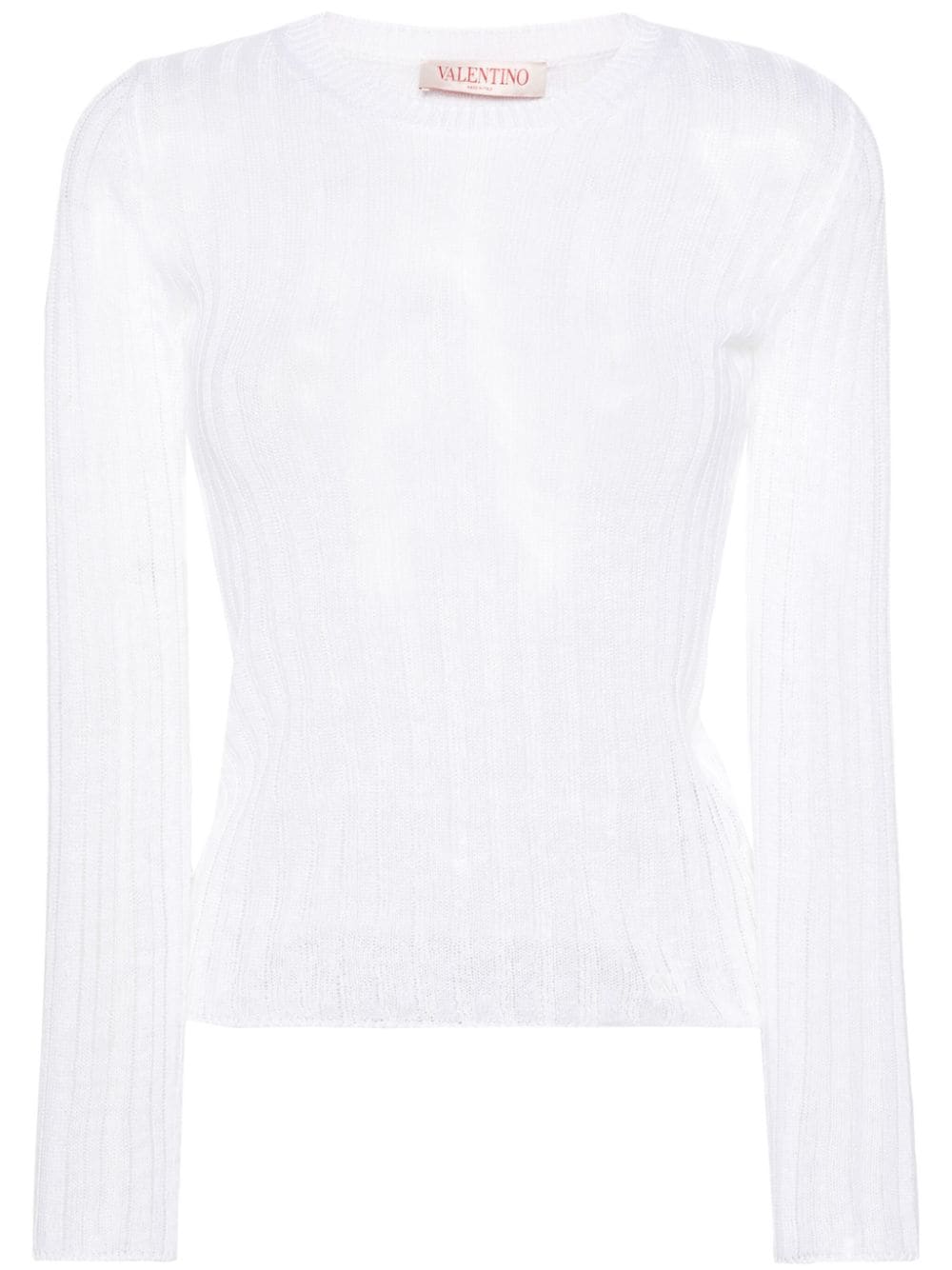 Valentino Linen Ribbed-knit Jumper In White