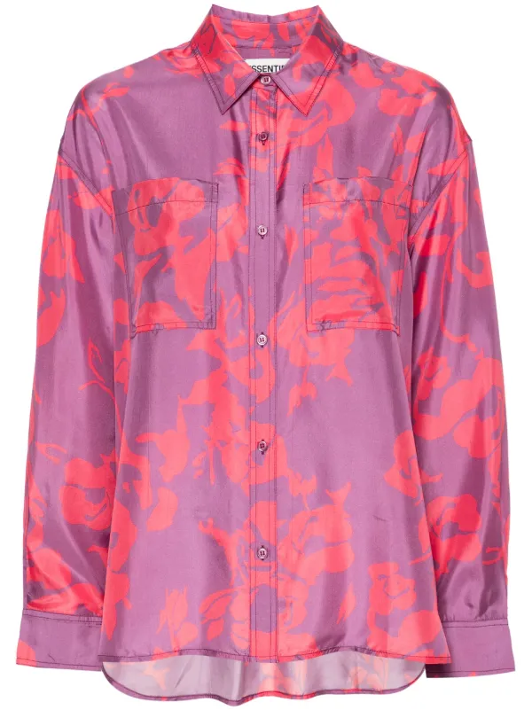 Essentiel Antwerp Forget Me Not Silk Shirt Purple FARFETCH TR