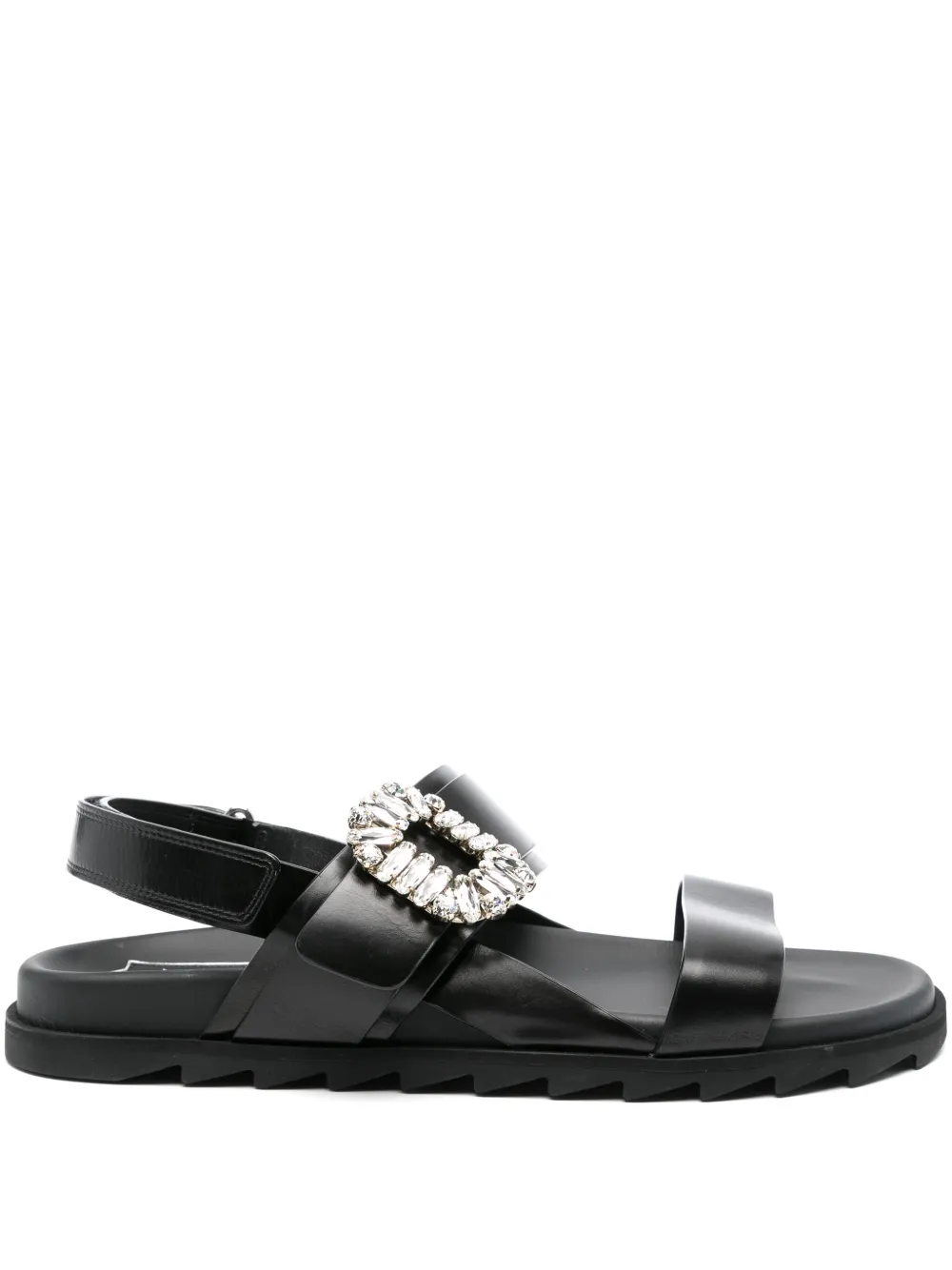 Roger Vivier Slidy Viv' crystal-buckle sandals | Black | Image 1