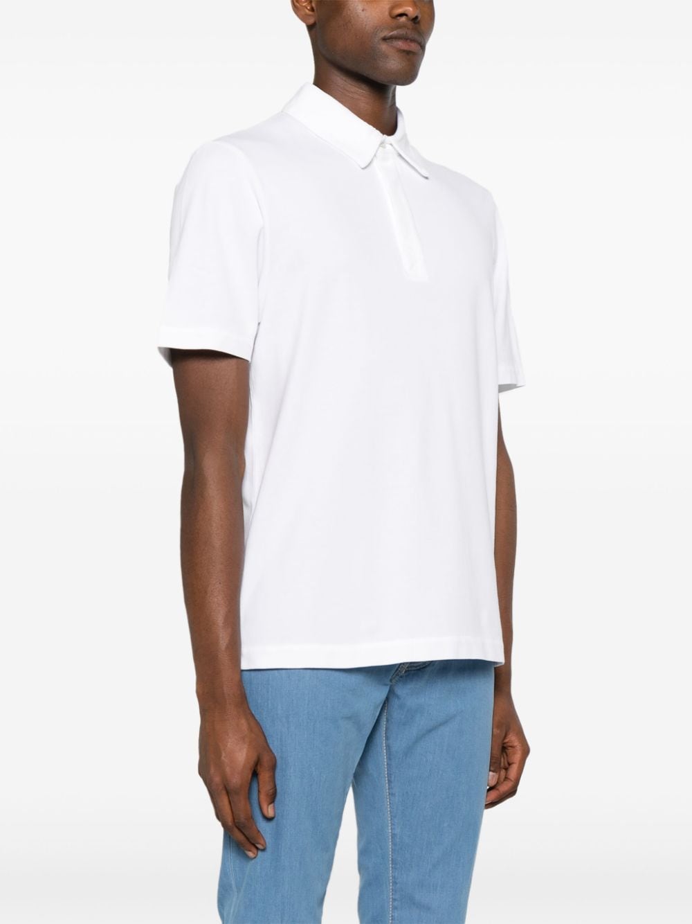 Shop 7 For All Mankind Buttoned Cotton Polo Shirt In White