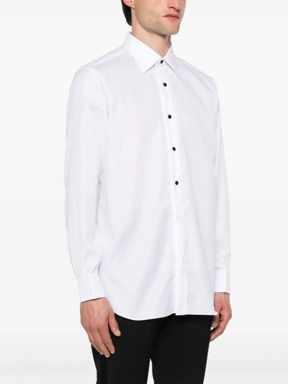 Shop Brioni Twill Cotton Shirt In White