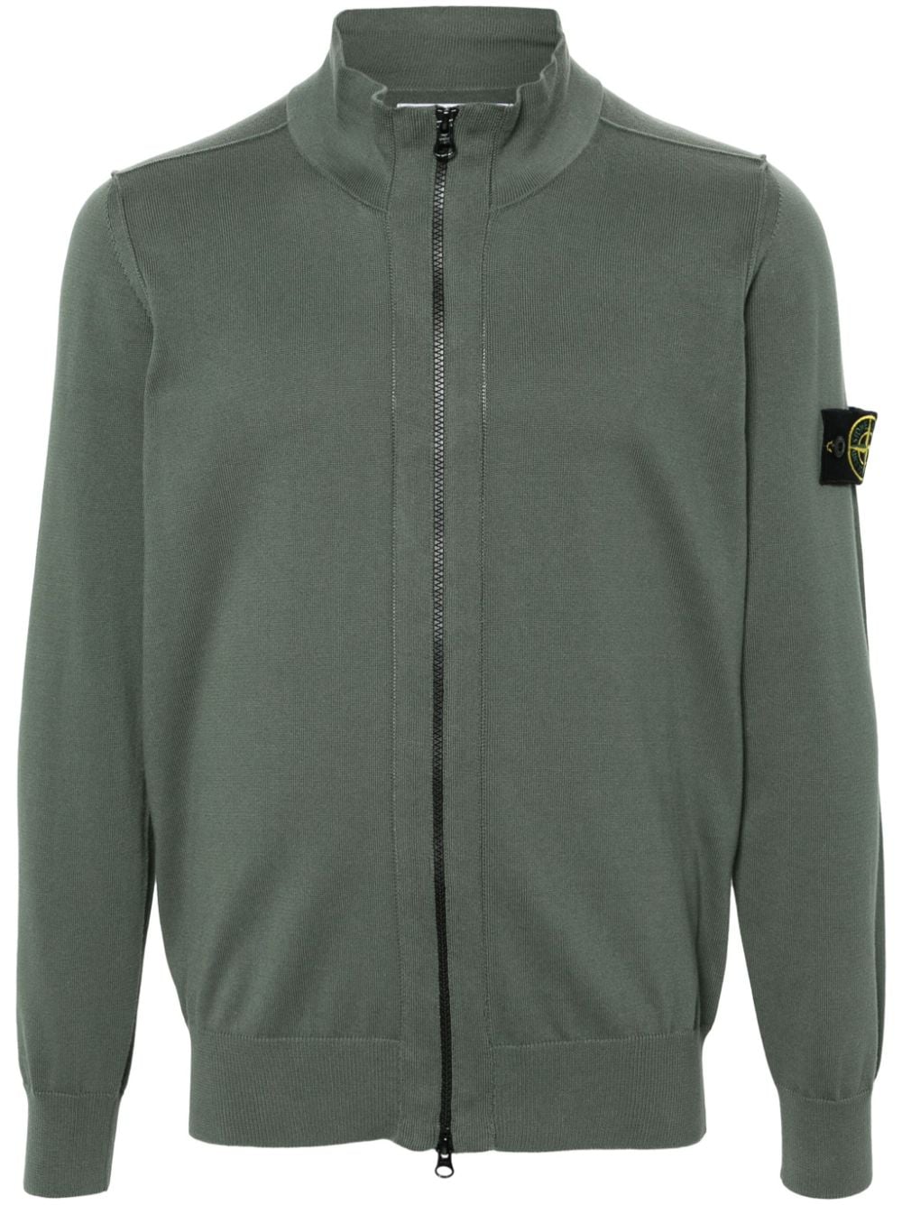 Stone Island Compass-badge Cotton Cardigan In Green