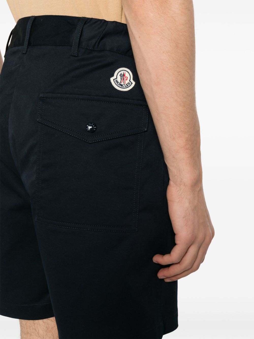 Shop Moncler Logo-patch Shorts In Blue