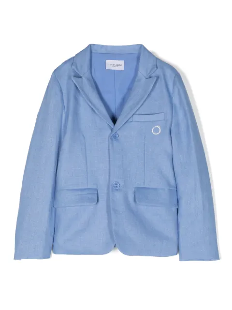 TRUSSARDI JUNIOR logo-embroidered linen blazer