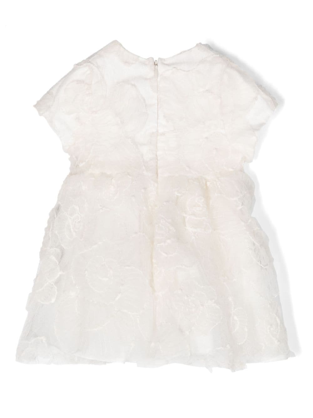 Simonetta Babies' Floral-embroidered Tulle Dress In White