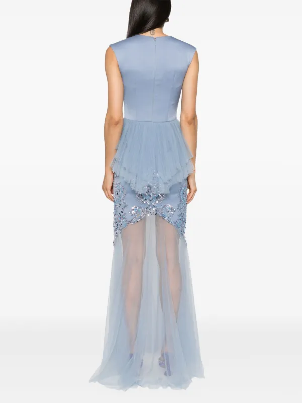 Gemy Maalouf sequin-embellished Panelled Gown Blue FARFETCH PH